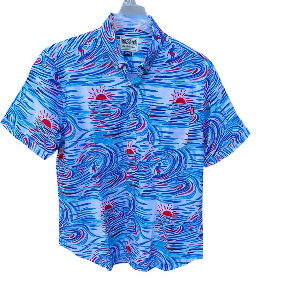 RSVLTS Other - RSVLTS Watercolor Waves Short-Sleeve Button Shirt  - Large